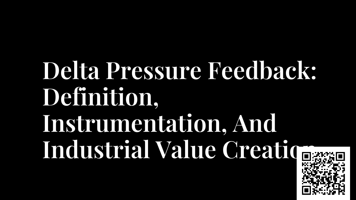 Delta Pressure Feedback: Definition, Instrumentation, And Industrial Value Creation